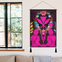 Hawaii Map Kanaka Two Men Holding Flag Hanging Poster Pink - AH - Polynesian Pride