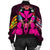 Hawaii Map Kanaka Two Men Holding Flag Bomber Jacket Pink - AH - Polynesian Pride