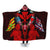 Hawaii Map Kanaka Two Men Holding Flag Hooded Blanket Red - AH Hooded Blanket White - Polynesian Pride