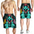 Hawaii Map Kanaka Two Men Holding Flag Men's Shorts Turquoise - AH - Polynesian Pride