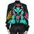 Hawaii Map Kanaka Two Men Holding Flag Bomber Jacket Turquoise - AH - Polynesian Pride