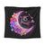 Hawaii Map Moon Star Turtle Plumeria Hibiscus Tapestry - AH Wall Tapestry Black - Polynesian Pride