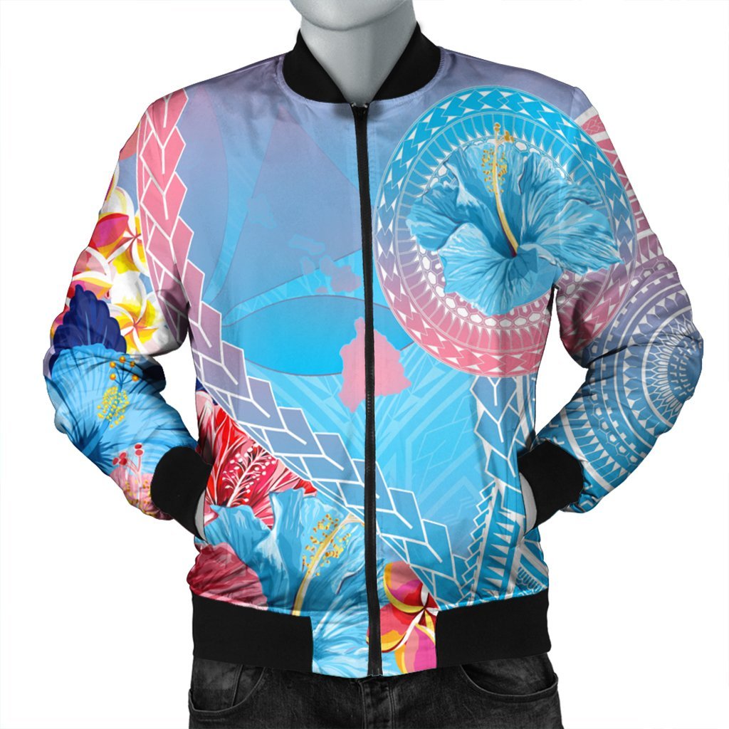 Hawaii Map Sweet Dream Kanaka Polynesian Hibiscus Bomber Jacket - AH Black Unisex - Polynesian Pride