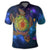 Hawaii Map Turtle Galaxy Polo Shirt Blue - Polynesian Pride