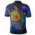 Hawaii Map Turtle Galaxy Polo Shirt Blue - Polynesian Pride