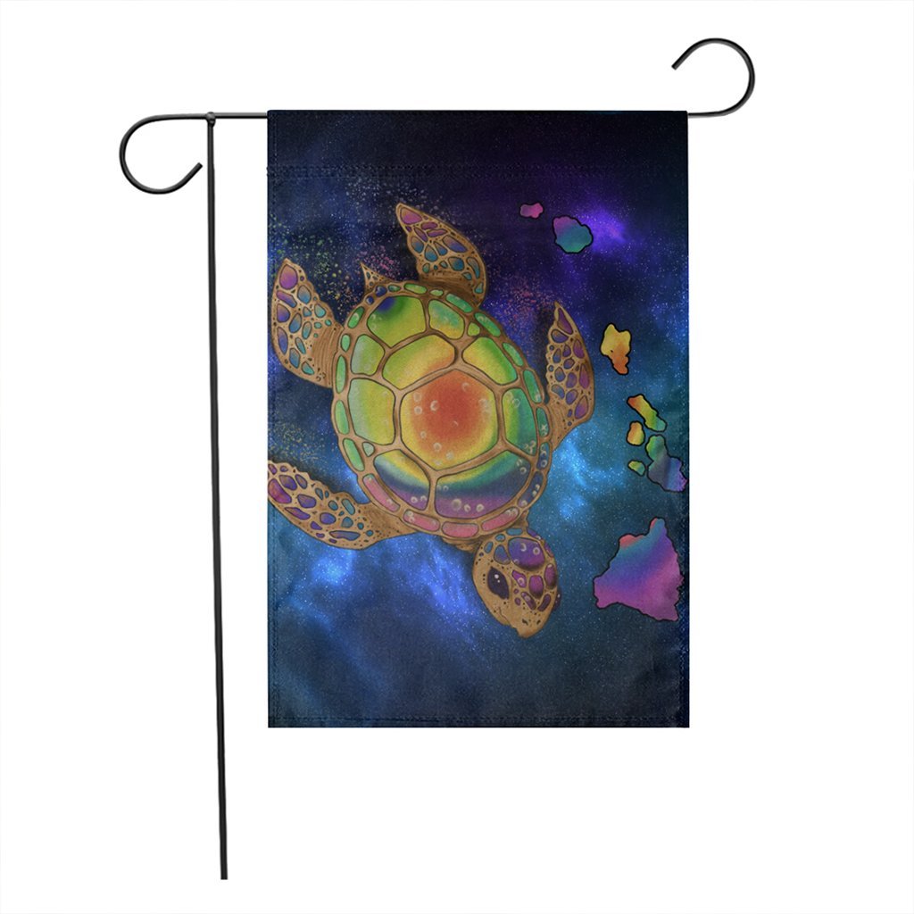 Hawaii Map Turtle Galaxy Flag - AH - Blue - Polynesian Pride