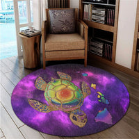 Hawaii Map Turtle Galaxy Round Carpet - AH - Purple - Polynesian Pride