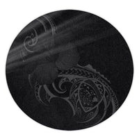 Hawaii Map Turtle Hibiscus Divise Polynesian Round Carpet Gray - AH Round Carpet Luxurious Plush - Polynesian Pride