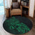 Hawaii Map Turtle Hibiscus Divise Polynesian Round Carpet Green - AH - Polynesian Pride