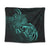 Hawaii Map Turtle Hibiscus Divise Polynesian Tapestry Turquoise - AH Wall Tapestry Black - Polynesian Pride