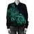 Hawaii Map Turtle Hibiscus Divise Polynesian Bomber Jacket Turquoise - AH - Polynesian Pride