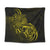 Hawaii Map Turtle Hibiscus Divise Polynesian Tapestry Yellow - AH Wall Tapestry Black - Polynesian Pride