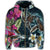 Hawaii Map Turtle Swimming Hibiscus Plumeria Moana Zip Hoodie - Polynesian Pride