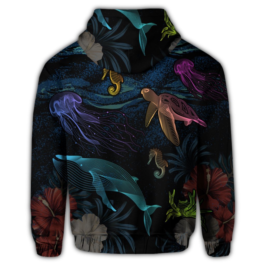 Hawaii Marine Life Sea Zip Hoodie - Polynesian Pride