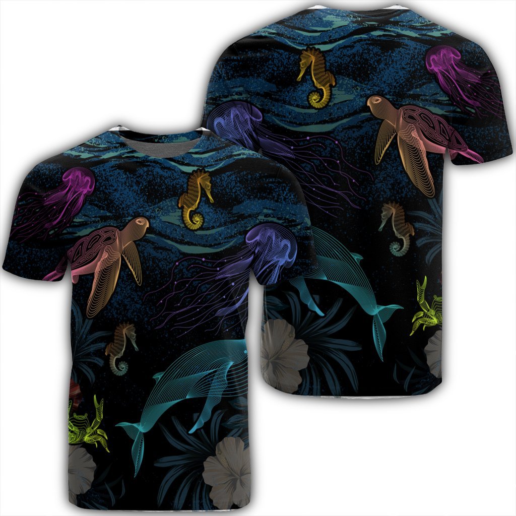 Hawaii Marine Life Sea T Shirt Unisex Black - Polynesian Pride