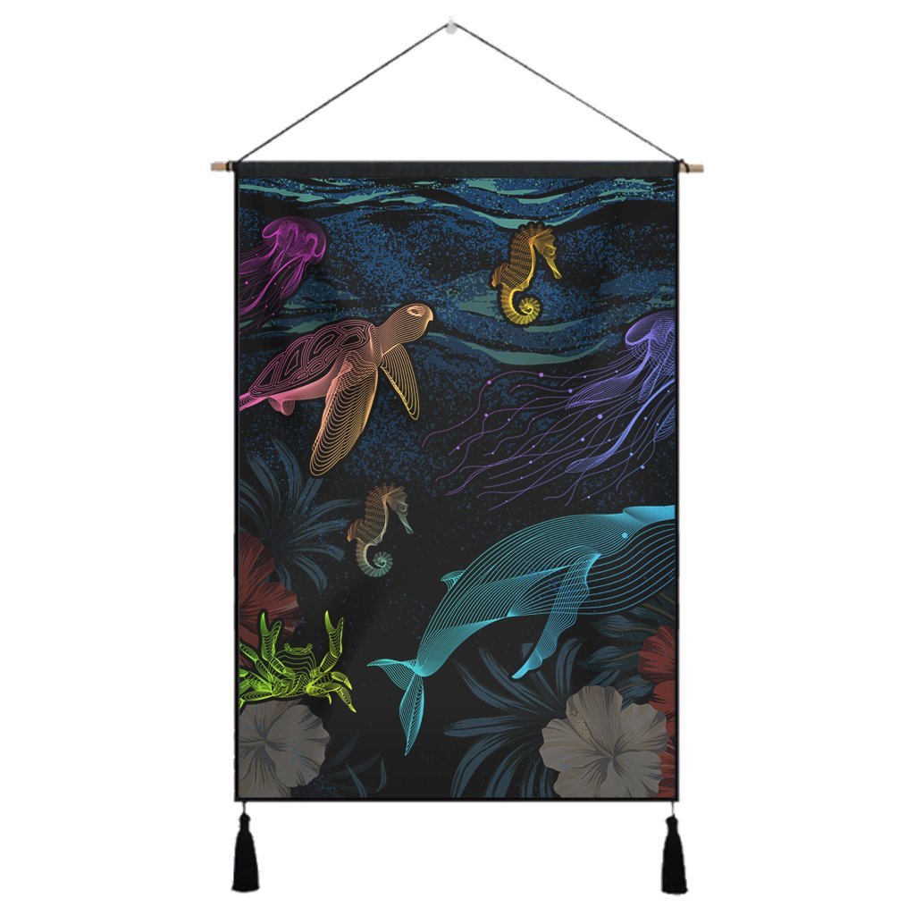 Hawaii Marine Life Sea Hanging Poster - AH Hanging Poster Cotton And Linen - Polynesian Pride