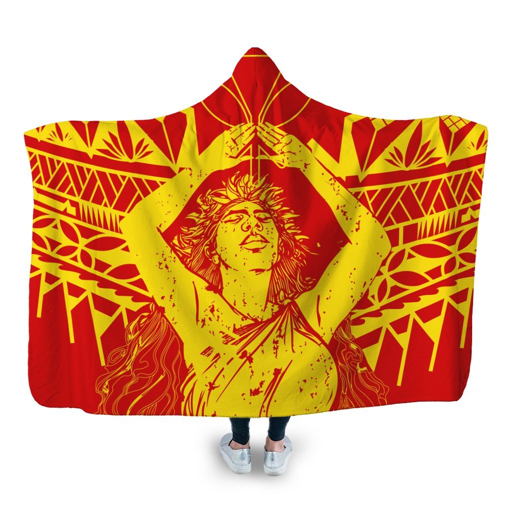 Hawaii Mauna Kea Pele Polynesian Hooded Blanket - AH Hooded Blanket White - Polynesian Pride