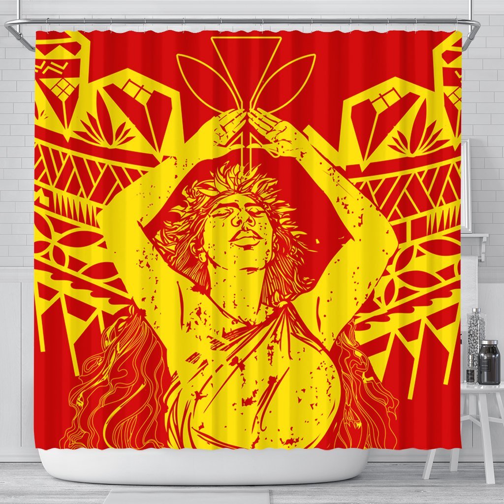 Hawaii Mauna Kea Pele Polynesian Shower Curtain - AH 177 x 172 (cm) Black - Polynesian Pride