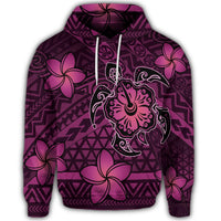 Hawaiian Mix Polynesian Turtle Plumeria Hoodie Nick Style Pink - Polynesian Pride