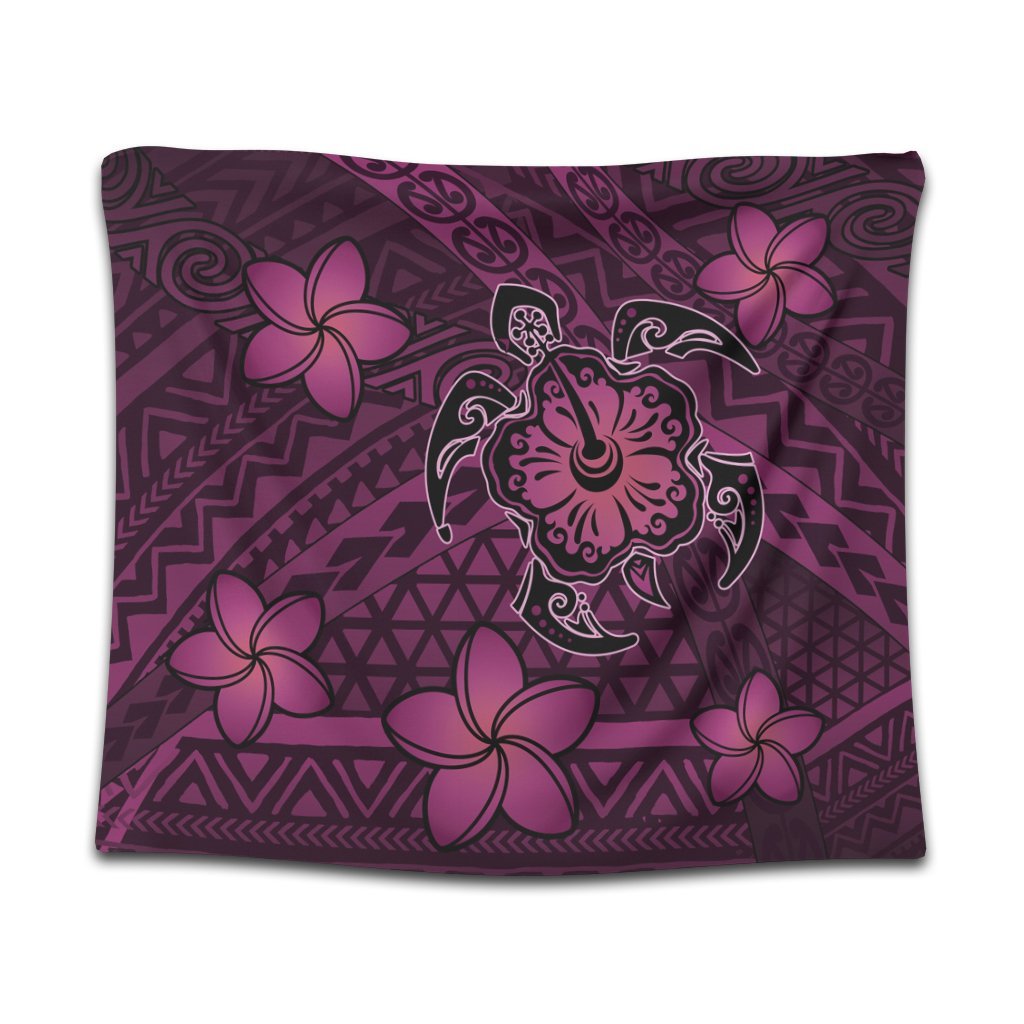 Hawaii Mix Polynesian Turtle Plumeria Tapestry - AH - Nick Style - Pink Wall Tapestry Black - Polynesian Pride