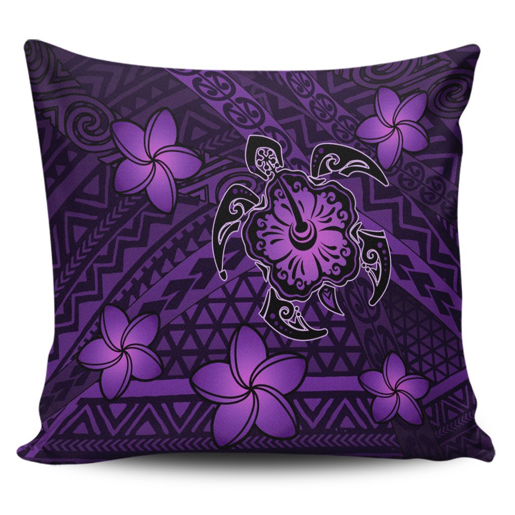 Hawaii Mix Polynesian Turtle Plumeria Pillow Covers - AH - Nick Style - Purple Pillow Covers Black - Polynesian Pride