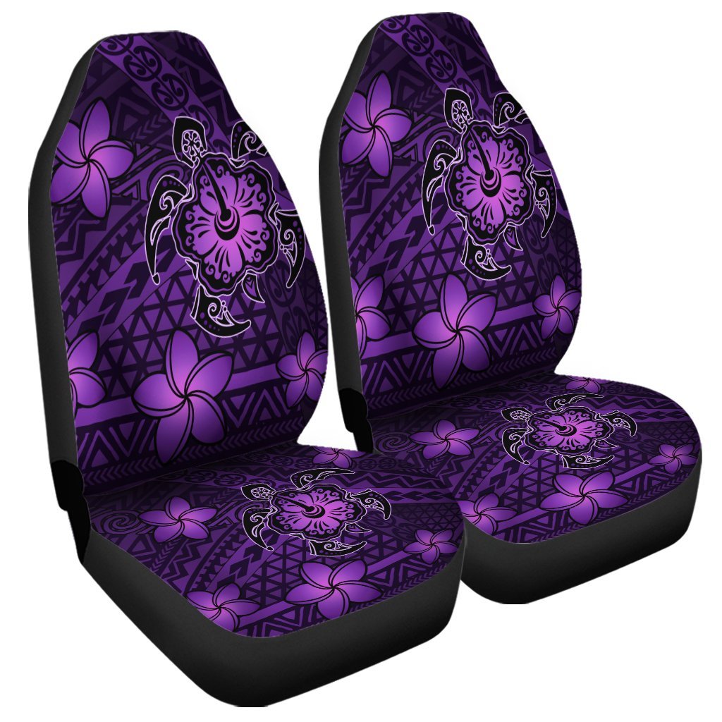 Hawaii Mix Polynesian Turtle Plumeria Car Seat Covers - AH - Nick Style - Purple Universal Fit Black - Polynesian Pride