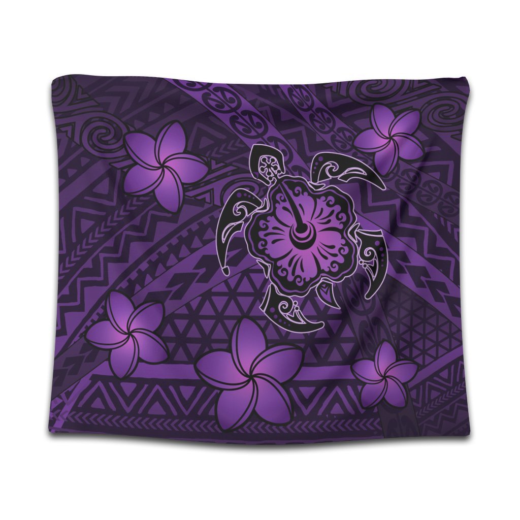 Hawaii Mix Polynesian Turtle Plumeria Tapestry - AH - Nick Style - Purple Wall Tapestry Black - Polynesian Pride