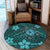 Hawaii Mix Polynesian Turtle Plumeria Round Carpet - AH - Nick Style - Turquoise - Polynesian Pride