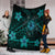 Hawaii Mix Polynesian Turtle Plumeria Premium Blankets - AH - Nick Style - Turquoise - Polynesian Pride