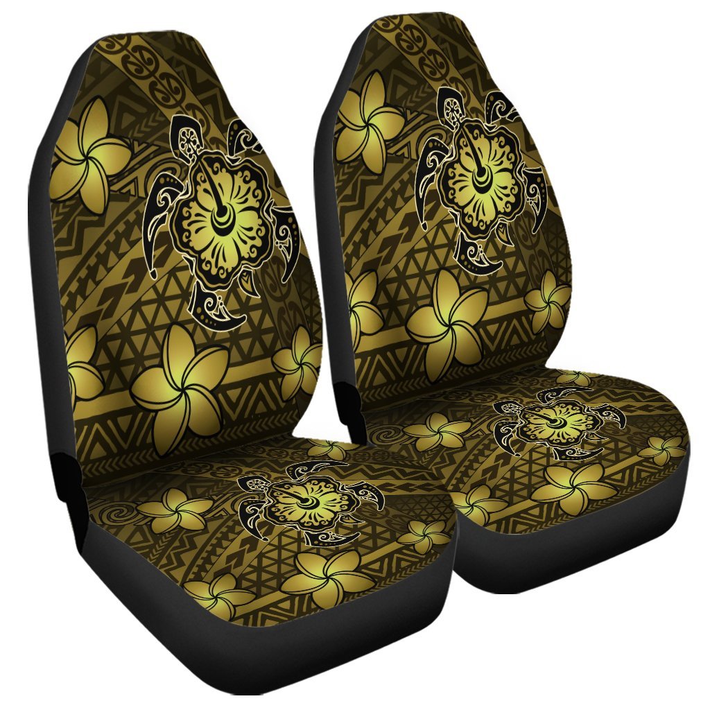 Hawaii Mix Polynesian Turtle Plumeria Car Seat Covers - AH - Nick Style - Yellow Universal Fit Black - Polynesian Pride