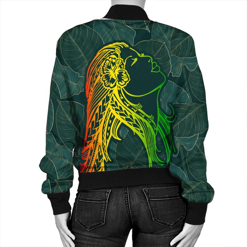 Hawaii Monstera Kalo Hula Girl Kanaka Maoli Bomber Jacket - AH - Polynesian Pride