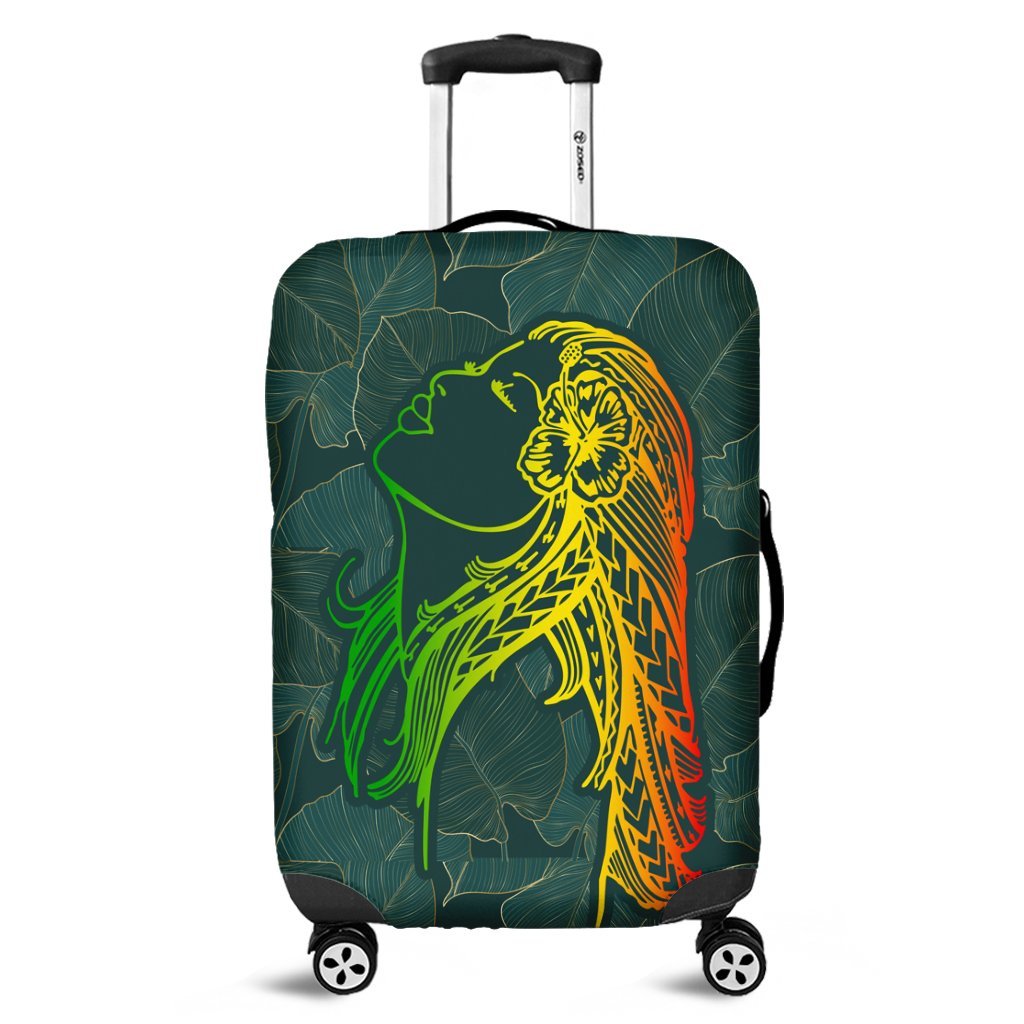 Hawaii Monstera Kalo Hula Girl Kanaka Maoli Luggage Covers - AH Black - Polynesian Pride