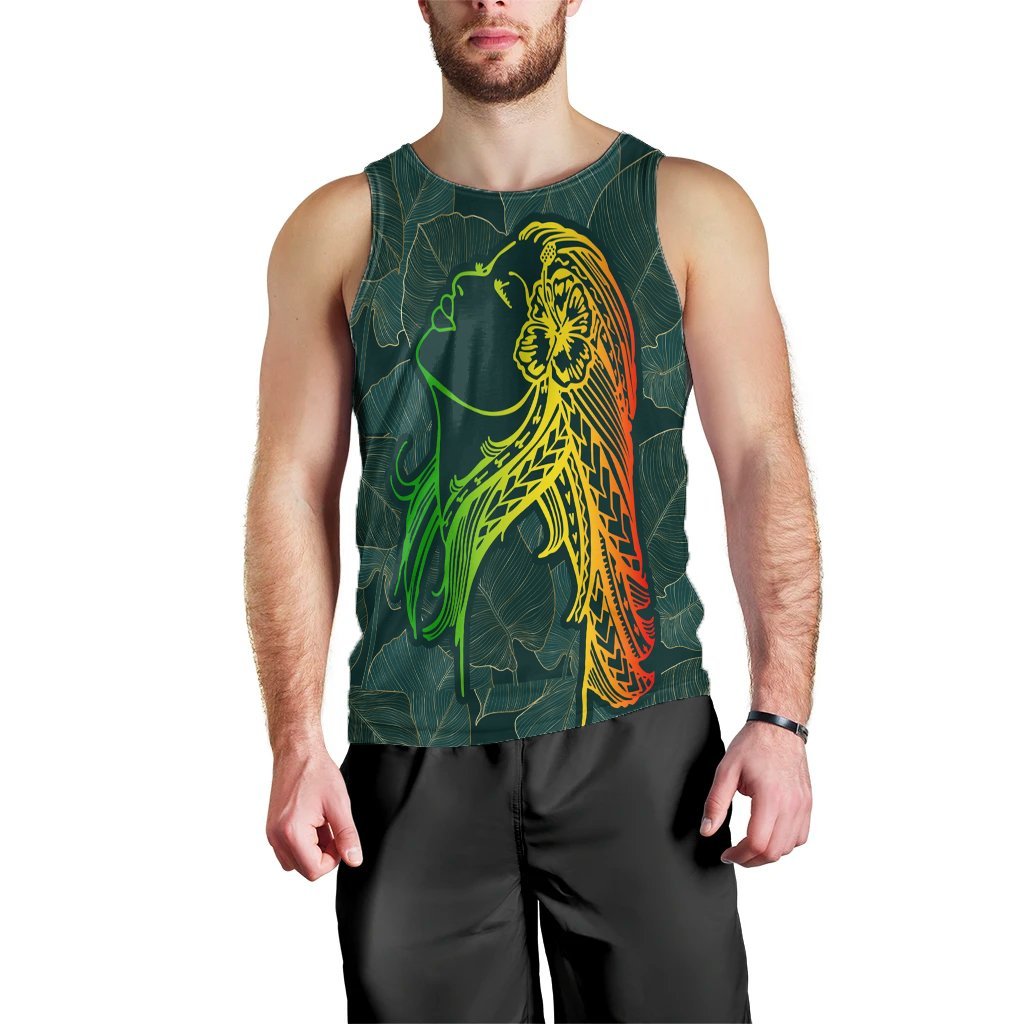 Hawaii Monstera Kalo Hula Girl Kanaka Maoli Tank Top - AH Black - Polynesian Pride