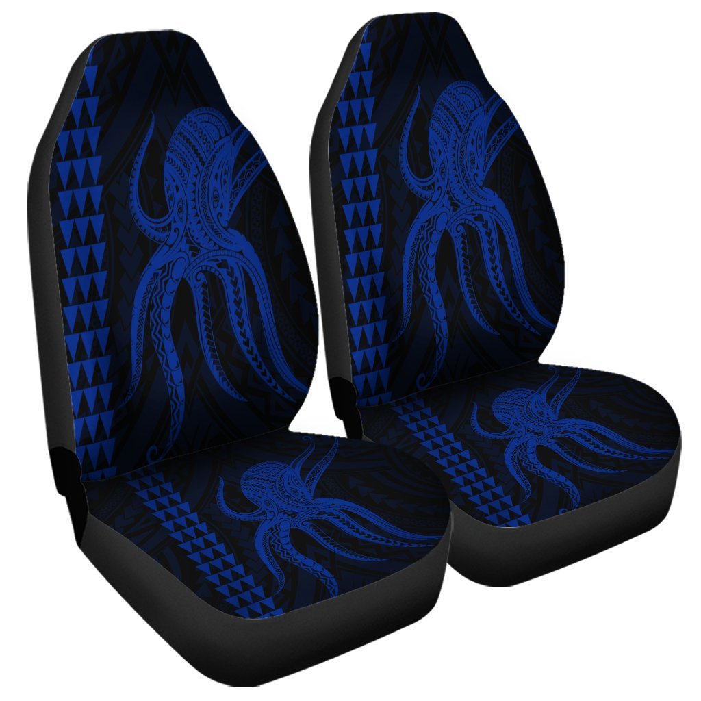 Hawaii Octopus KaKau Polynesian Car Seat Covers - Blue - AH Universal Fit Black - Polynesian Pride