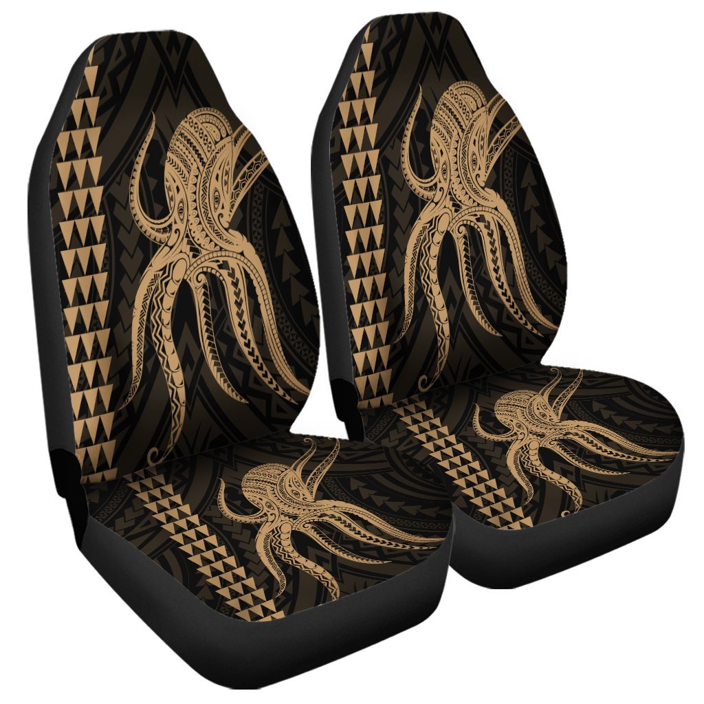 Hawaii Octopus KaKau Polynesian Car Seat Covers - Gold - AH Universal Fit Black - Polynesian Pride