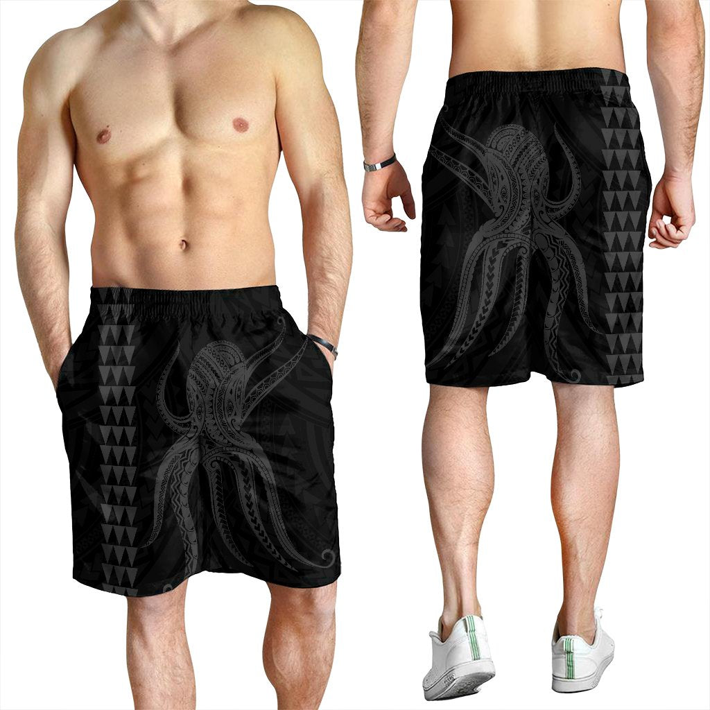 Hawaii Octopus KaKau Polynesian Men's Shorts - Gray - AH - Polynesian Pride