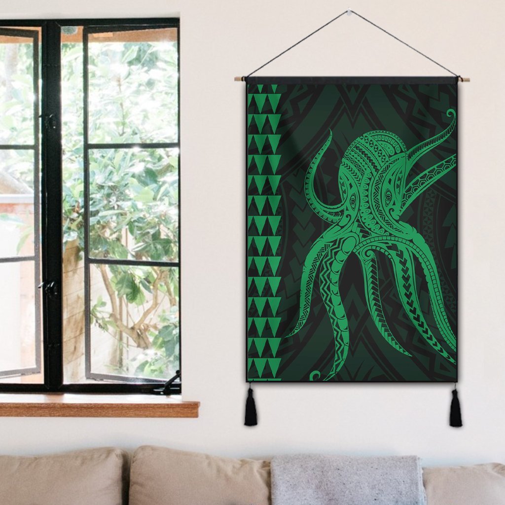Hawaii Octopus KaKau Polynesian Hanging Poster - Green - AH - Polynesian Pride