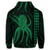 Hawaii Octopus KaKau Polynesian Zip Hoodie Green - Polynesian Pride