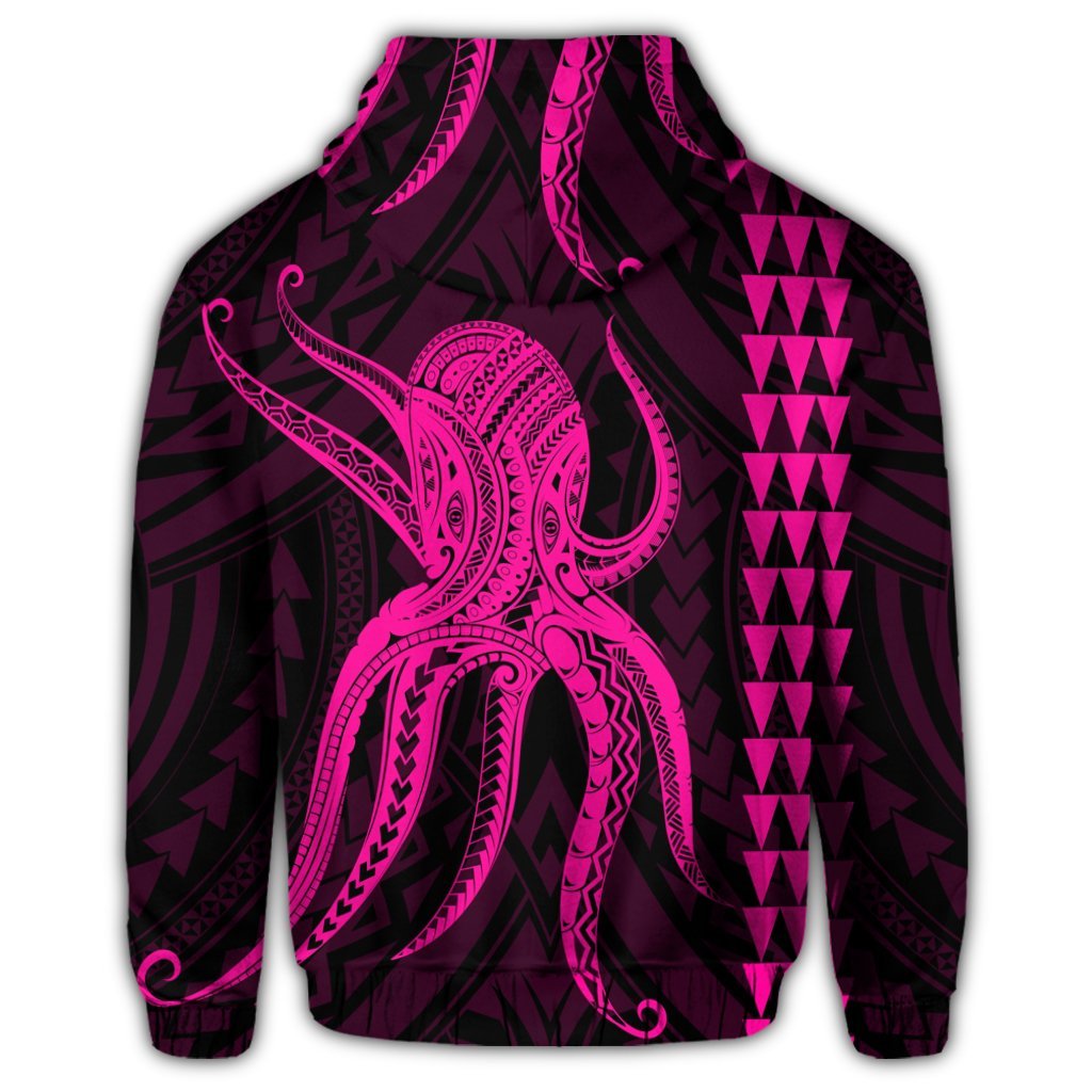 Hawaiian Octopus KaKau Polynesian Hoodie Pink - Polynesian Pride
