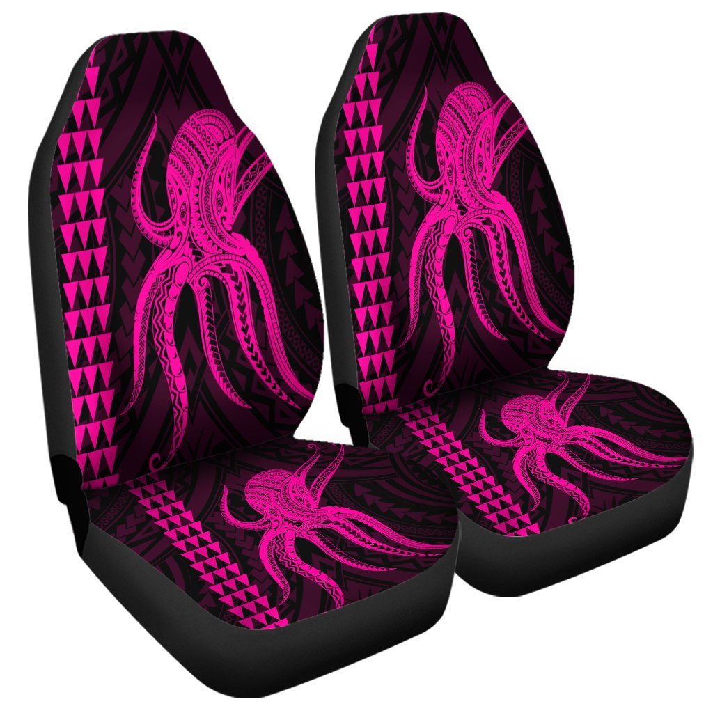 Hawaii Octopus KaKau Polynesian Car Seat Covers - Pink - AH Universal Fit Black - Polynesian Pride