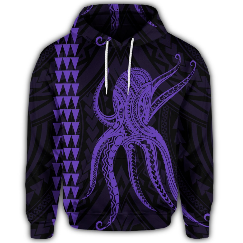 Hawaiian Octopus KaKau Polynesian Hoodie Purple - Polynesian Pride