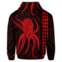 Hawaiian Octopus KaKau Polynesian Hoodie Red - Polynesian Pride
