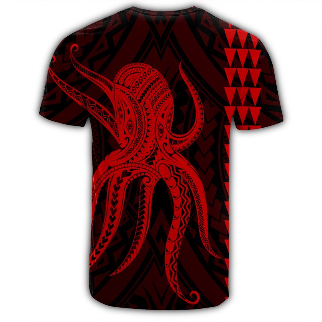 Hawaii Octopus KaKau Polynesian T Shirt Red - Polynesian Pride