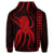 Hawaii Octopus KaKau Polynesian Zip Hoodie Red - Polynesian Pride