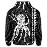 Hawaiian Octopus KaKau Polynesian Hoodie White - Polynesian Pride
