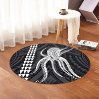 Hawaii Octopus KaKau Polynesian Round Carpet - White - AH - Polynesian Pride
