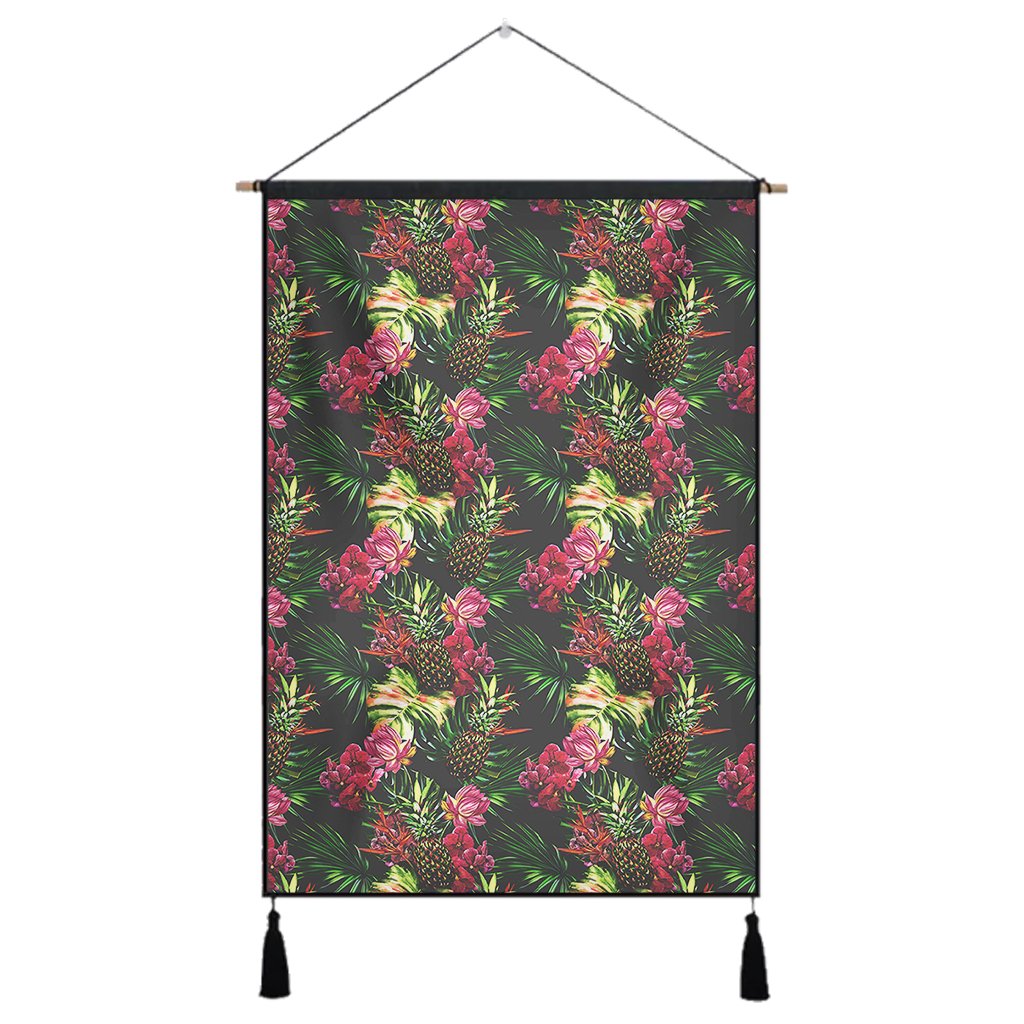 Hawaii Palm Leaves Pineapples Jungle Leaf Hanging Poster - AH Hanging Poster 43 x 65 cm Cotton And Linen - Polynesian Pride