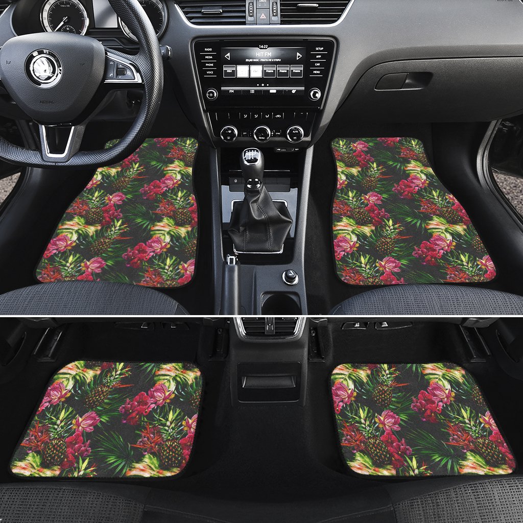 Hawaii Palm Leaves Pineapples Jungle Leaf Hawaii Car Floor Mats Turquoise One Size - Polynesian Pride