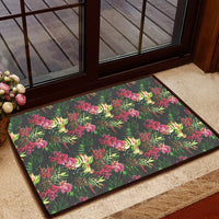 Hawaii Palm Leaves Pineapples Jungle Leaf Hawaii Door Mat Door Mat Black - Polynesian Pride