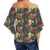 Hawaii Palm Leaves Pineapples Jungle Leaf Women's Off Shoulder Wrap Waist Top - AH - Polynesian Pride